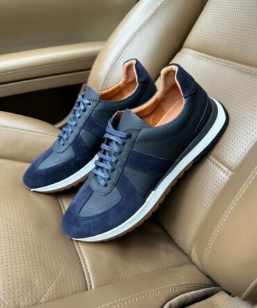 Кросівки сині шкіряні Elvis