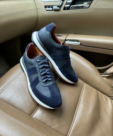 Кросівки сині шкіряні Elvis