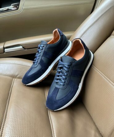 Кросівки сині шкіряні Elvis