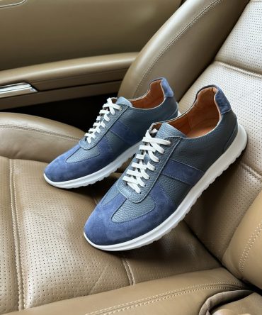 Кросівки блакитні з нубуку та шкіри Elvis