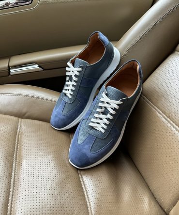 Кросівки блакитні з нубуку та шкіри Elvis