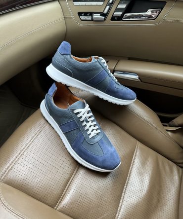 Кросівки блакитні з нубуку та шкіри Elvis