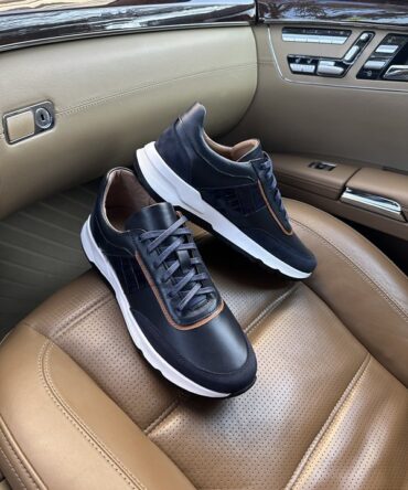 Кросівки шкіряні синього кольору Tim