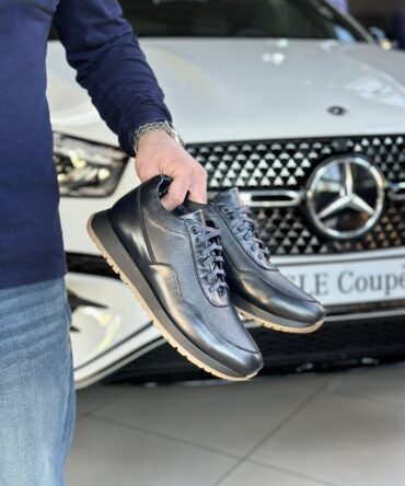 Кросівки шкіряні чорні Wave