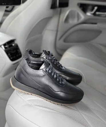 Кросівки шкіряні чорні Wave