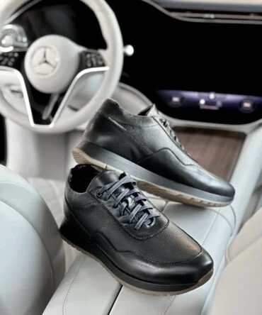 Кросівки шкіряні чорні Wave