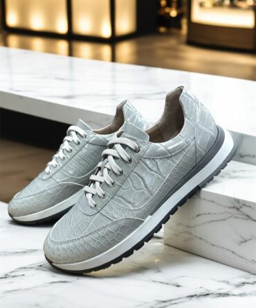 Кросівки з крокодила сірі Oscar Кросівки з крокодила сірі Oscar