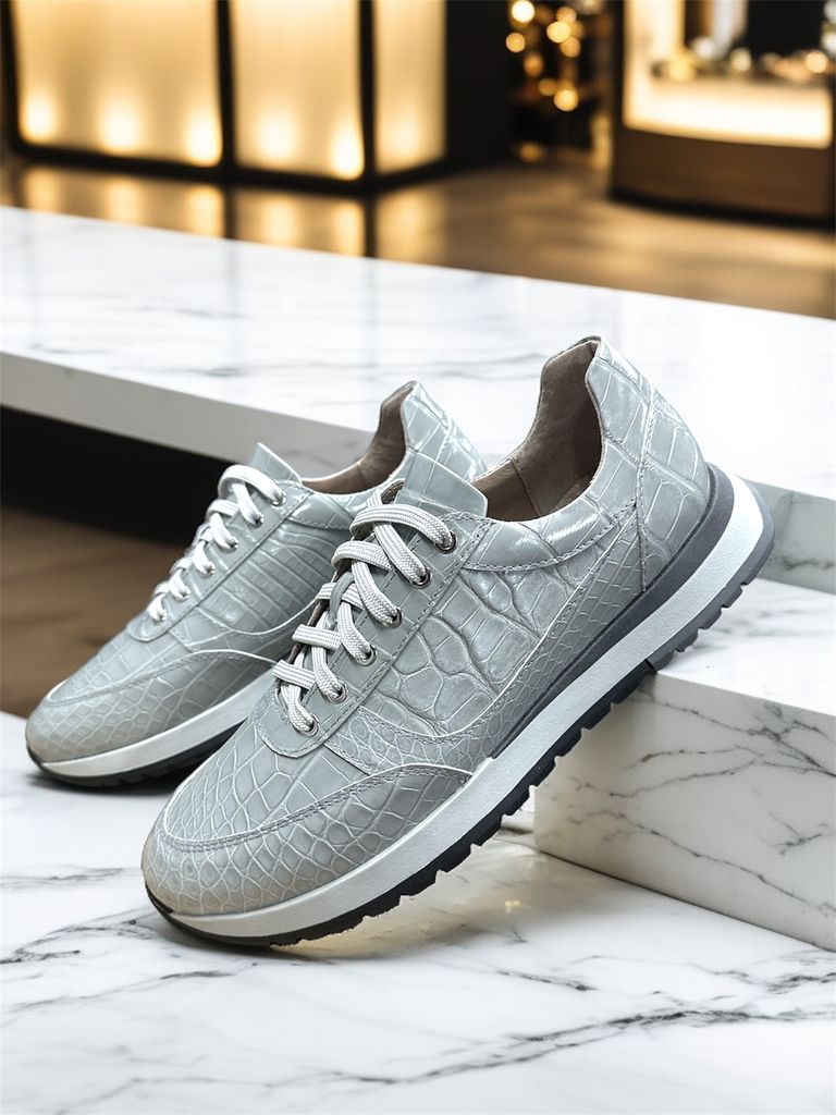 Кросівки з крокодила сірі Oscar Кросівки з крокодила сірі Oscar