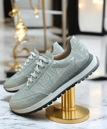 Кросівки з крокодила сірі Oscar