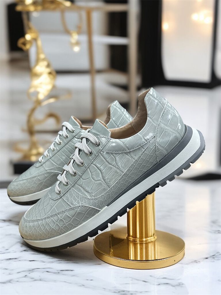 Кросівки з крокодила сірі Oscar Кросівки з крокодила сірі Oscar