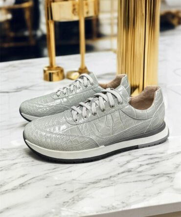 Кросівки з крокодила сірі Oscar