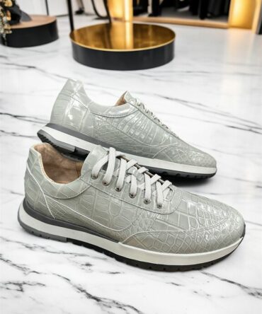 Кросівки з крокодила сірі Oscar