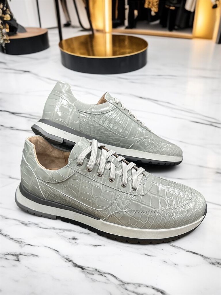 Кросівки з крокодила сірі Oscar Кросівки з крокодила сірі Oscar