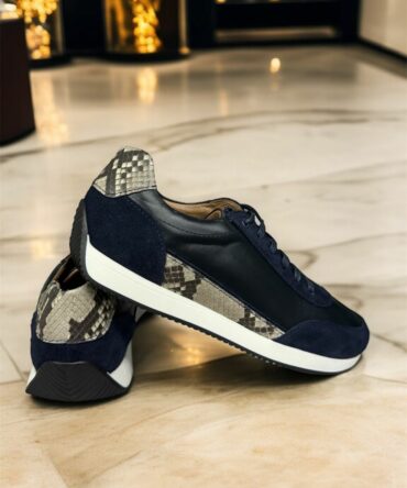 Кросівки з пітоном натуральним сині Leo