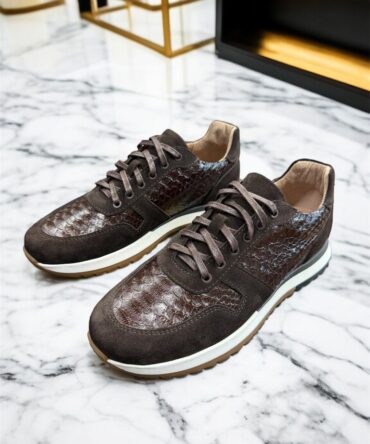 Кросівки з пітоном коричневі Sergio
