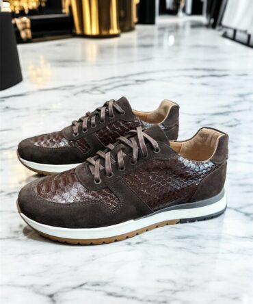 Кросівки з пітоном коричневі Sergio