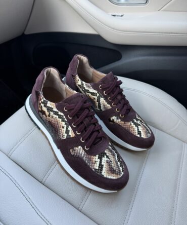 Кросівки з пітоном натуральним бордо Louis