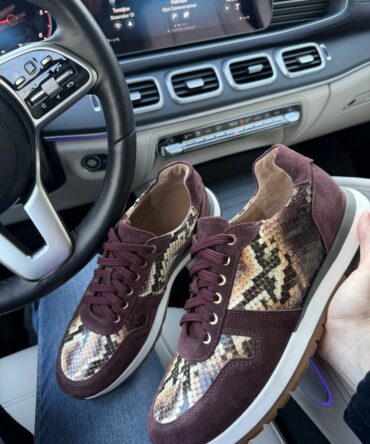 Кросівки з пітоном натуральним бордо Louis