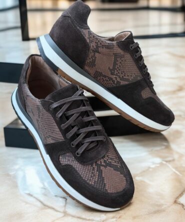 Кросівки з пітоном натуральним коричневі Ed