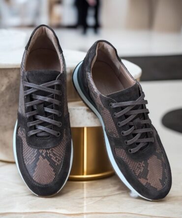 Кросівки з пітоном натуральним коричневі Ed