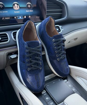 Кросівки з пітоном натуральним сині Ronaldo